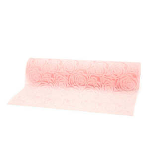 Non Woven Embossed Rose Roll 50cmx20m - Light Pink