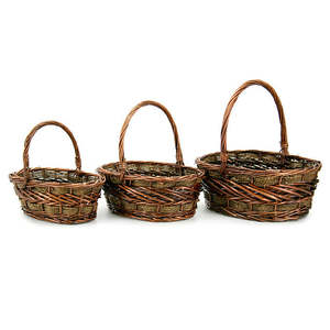 Willow/Seagrass Oval Ionian Basket Set/3 40Lx30Wx15Hcm - Mahogany