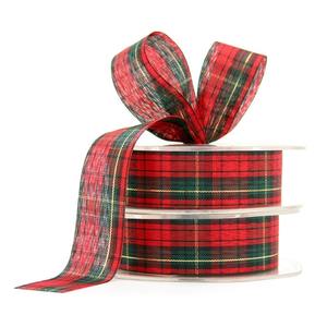 McGregor Tartan Ribbon 25mmx25m - Red/Hunter Green