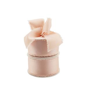 Polyester Satin Ribbon w/Raw Edge 40mmx10m - Soft Peach