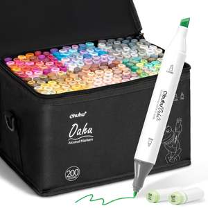 Alcohol Based Markers: Ohuhu Oahu 200 Colours Dual Tip Alcohol Art Markers