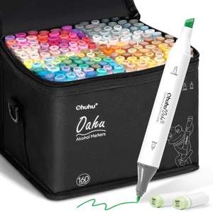 Alcohol Based Markers: Ohuhu Oahu 160 Colours Dual Tip Alcohol Art Markers
