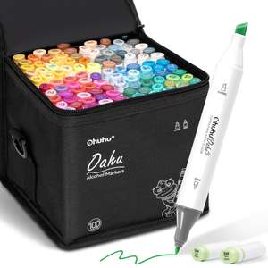 Alcohol Based Markers: Ohuhu Oahu 100 Colours Dual Tip Alcohol Art Markers
