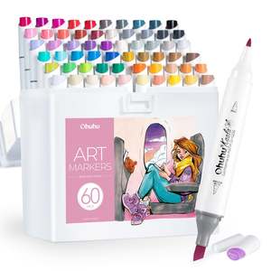 Alcohol Based Markers: Ohuhu Kaala 60 Colours Dual Tip Alcohol Markers, Illustration Tones