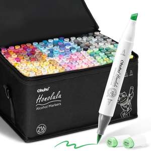 Alcohol Based Markers: Ohuhu Honolulu 216 Colours Dual Tip Alcohol Art Markers