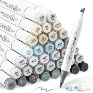 Alcohol Based Markers: Ohuhu Honolulu 36 Grey Tone Colours Dual Tip Alcohol Markers