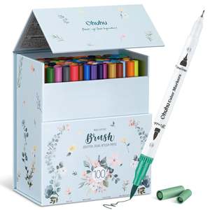 Water Based Markers: Ohuhu Maui 100 Colours Dual Tip Water Based Art Markers
