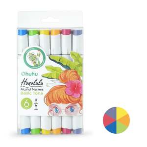 Honolulu: Ohuhu Honolulu 6 Basic Colours Dual Tip Alcohol Art Markers