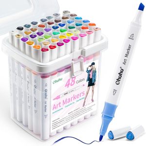 Oahu Alcohol Markers: Ohuhu 48 Colours Dual Tip Alcohol Art Markers