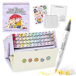 Ohuhu x Coco Wyo: Cozy Mood Colouring Kit, Honolulu B 48 Colours Alcohol Markers&hellip;