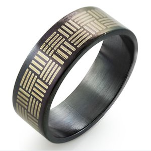 Products: Black Steel Ring with Marble Design