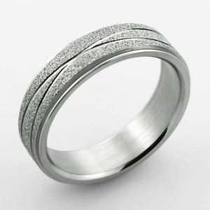 Brushed Steel Ring with Gold Edging
