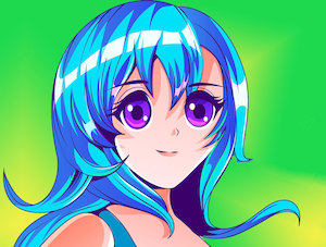 Diamond Painting Anime: Diamond Painting - Anime - Girl with the Blue Hair