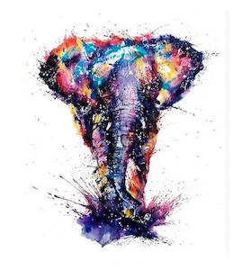 Made To Order Abstract: Paint by Number - Rainbow Elephant