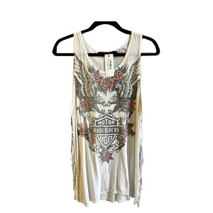 Jackets: RUDE RIDERS Graphic Vintage Fringe Side White Tank P0625