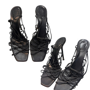 The Vintage Edit: GUCCI Black LEather heeled Strappy sandles Y1025