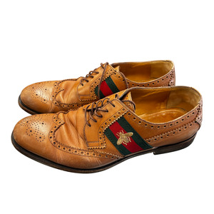 The Vintage Edit: GUCCI TAN Vintage Bee stripe oxford brouge Loafer’s B0725