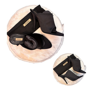 Accessories: SEASON 6 YEEZY Black Satin Mules (new w box)  Y1025