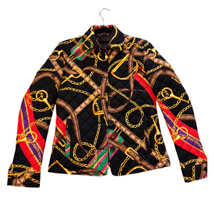 Tops: RALPH LAUREN black with chain print cotton quilted jacket P1125