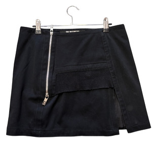Jackets: DIRK BIKKEMBERGS black zip up mini skirt with slit - vintage  P1125