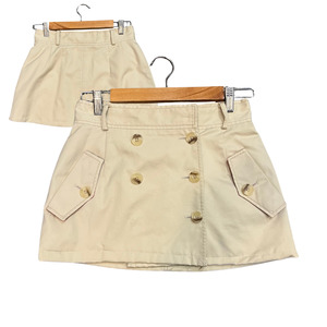 AQUASCUTUM cream Button Mini Skirt P0725