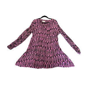 ISABEL MARANT ETOILE Pink Black Log sleeve sheer Mini Dress R0425