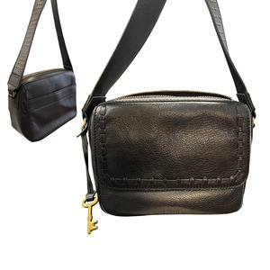 FOSSIL black Leather handbag Y0226