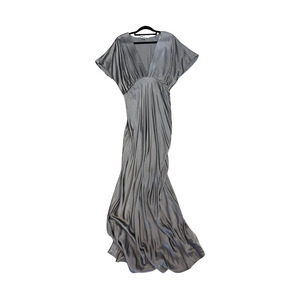 Dresses: MAX (new) Bias cut silky grey vneck maxi dress B0226