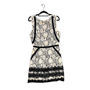 Dresses: POP UP peach lace with black lining dress  Y0126