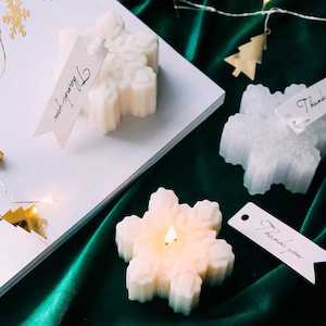 Teddy Candle Collection: Snowflake Candle - White