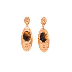 Tiger eye stud earrings (silver)