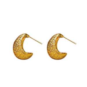 Earrings: Textured crescent J-hoops