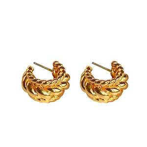 Earrings: Twisted crescent J-hoops