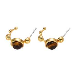 Tiger eye gem J-hoops