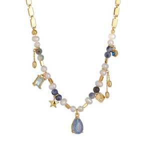 Necklaces: Old money crystal necklace - blue