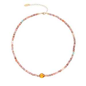 Necklaces: Pink marble crystal necklace