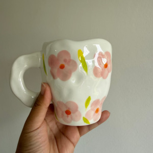 Artistic Homeware: Handmade clay mug - Pink Petal
