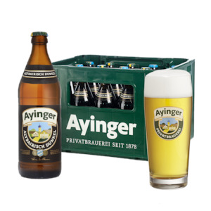 Ayinger Altbairisch Dunkel 5.0% 500ml - 20 Pack & Signature Lager Glass