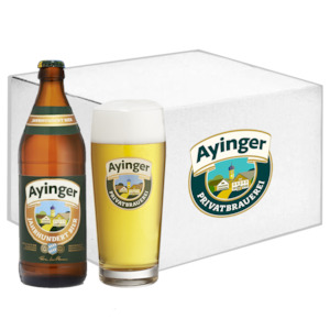 Ayinger Jahrhundertbier Export Lager 5.2% 500ml - 20 Pack & Signature Lager Glass