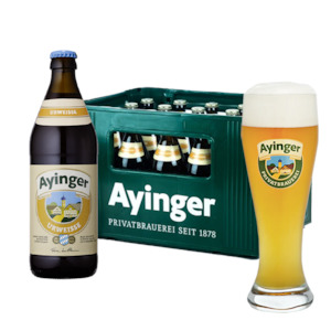 Cases: Ayinger Urweisse Wheat 5.8% 500ml - 20 Pack & Signature Wheat Glass