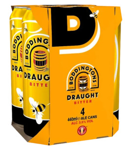 United Kingdom England: Boddingtons Draught Bitter 3.4% Can 440ml - 4 Pack