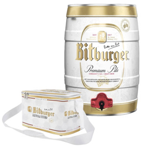 Bitburger Pilsner 4.8% 5 Litre Mini Keg & Cooler Bag