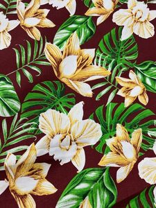 IP75- Island Prints – Large Cream / Tan Orchid Flowers on a Rich Brown – 1.1&hellip;