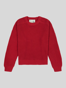 Fisherman Knit Sweater - Cherry