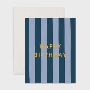 Treats And Cards 1: Navy Stripe Birthday Card