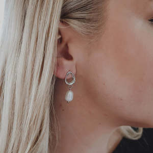 Treats And Cards 1: Silver Pearl Drop Earrings By Katy B