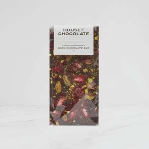 Pistachio and Boysenberry Dark Chocolate Bar