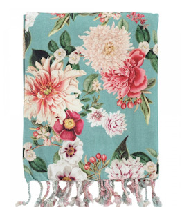 Homeware Linen: Fleur Turkish Towel Aqua