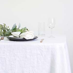 Homeware Linen: Linen Hemmed Runner - White