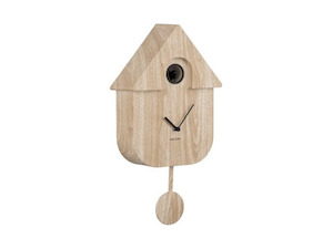 Homeware Clocks: Modern Cuckoo Clock - Light Wood